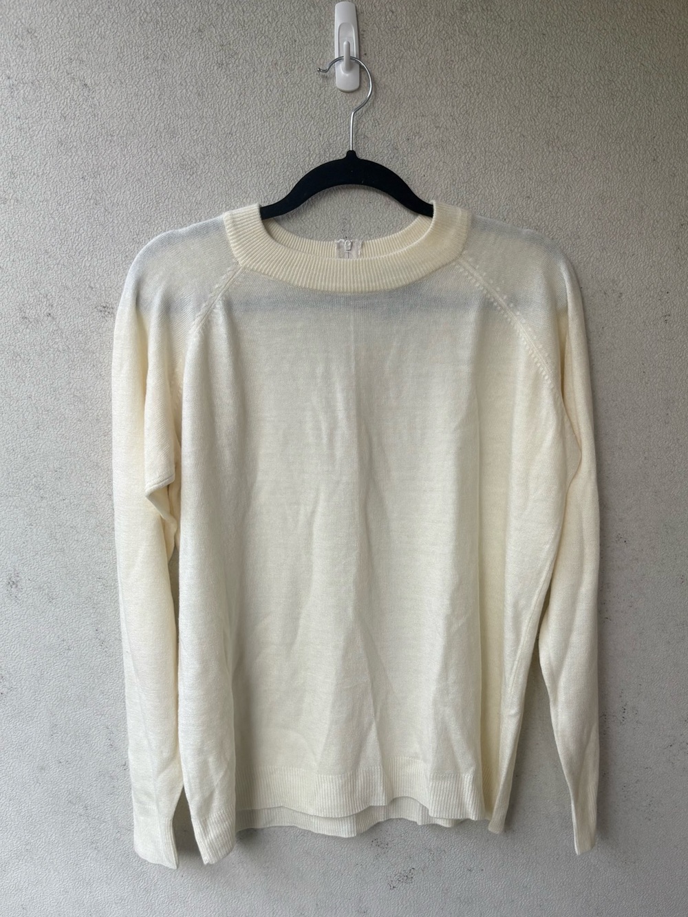 Soho Focus Cream Mock Neck Back Zip Knit Sweater 1X